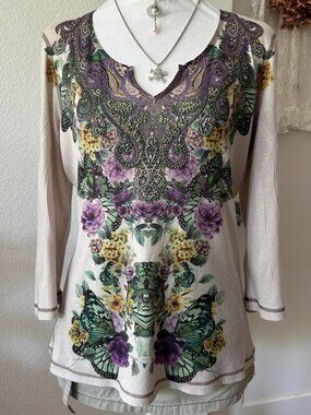 Y2K One World Grunge Fairy 3/4 Sleeve Top